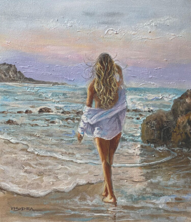 Painting titled "Beach girl1" by Vishalandra Dakur, Original Artwork, Oil