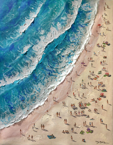 Malerei mit dem Titel "Summer Beach32a" von Vishalandra Dakur, Original-Kunstwerk, Öl