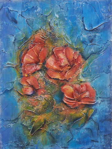 Peinture intitulée "Flowers on the water" par Vishnya Daria, Œuvre d'art originale, Acrylique