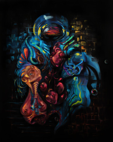 Painting titled "Acid Noise" by Vishnya Daria, Original Artwork, Oil