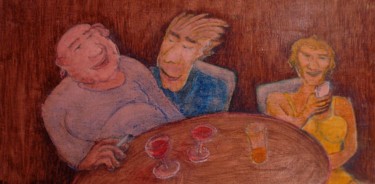 Peinture intitulée "La table du fond" par Gerrit Gerard Visser, Œuvre d'art originale, Acrylique