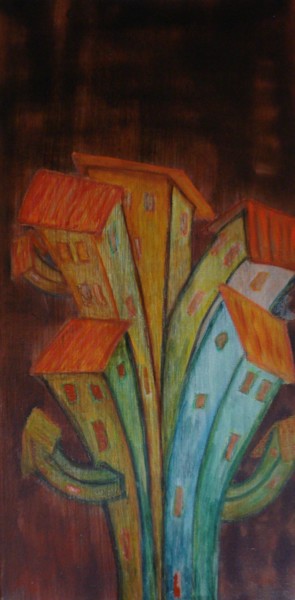 Painting titled "Moisissure humaine" by Gerrit Gerard Visser, Original Artwork, Acrylic Mounted on Wood Panel