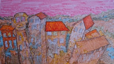 Peinture intitulée "friche habitée" par Gerrit Gerard Visser, Œuvre d'art originale, Crayon