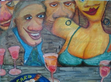 Painting titled "Gueules de bar" by Gerrit Gerard Visser, Original Artwork