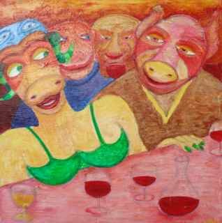 Peinture intitulée "Bêtes de Bar" par Gerrit Gerard Visser, Œuvre d'art originale