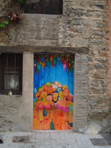 Peinture intitulée "Porte peinte à Gréz…" par Gerrit Gerard Visser, Œuvre d'art originale