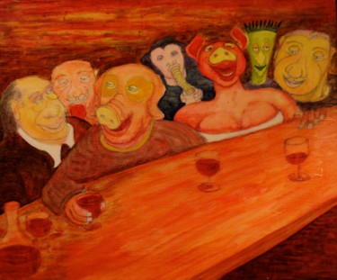 Peinture intitulée "Bêtes de Bar" par Gerrit Gerard Visser, Œuvre d'art originale