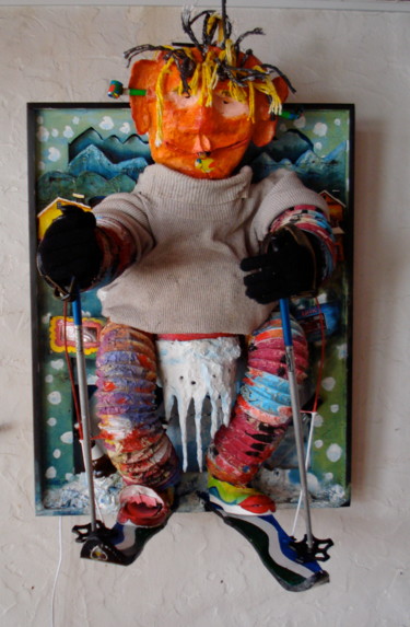 Sculpture intitulée "Skieur heureux" par Gerrit Gerard Visser, Œuvre d'art originale