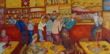 Painting titled "Bar à Mignot (Lyon)" by Gerrit Gerard Visser, Original Artwork