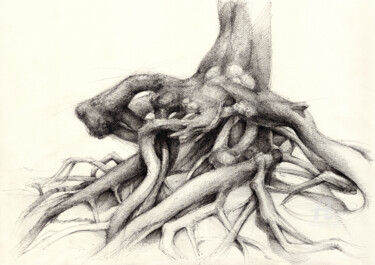 Zeichnungen mit dem Titel "Graceful root in th…" von Adriana Mueller, Original-Kunstwerk, Tinte
