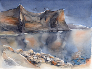 Painting titled "Reflection in the M…" by Adriana Mueller, Original Artwork, Watercolor