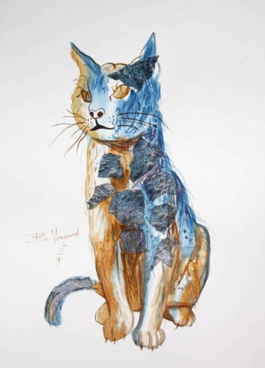 Schilderij getiteld "cat 1" door Visweswara Rao Brahmanapalli, Origineel Kunstwerk, Olie