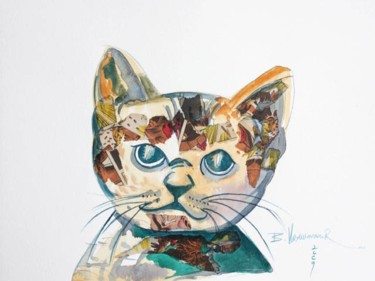 Картина под названием "cat 16" - Visweswara Rao Brahmanapalli, Подлинное произведение искусства, Масло