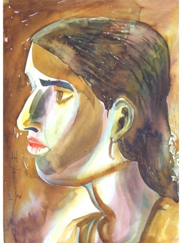 Painting titled "portrait 5" by Visweswara Rao Brahmanapalli, Original Artwork