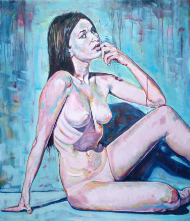 Painting titled "Nude thinking" by Navratil Art, Original Artwork, Acrylic