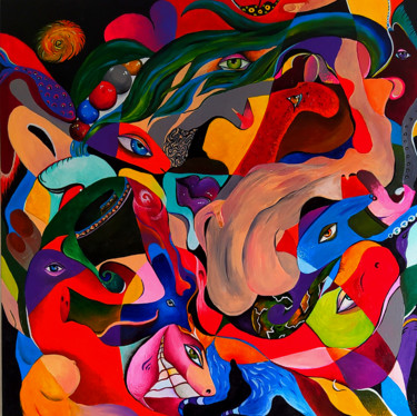 Картина под названием "Big abstract art Gu…" - Kristina Degtyareva, Подлинное произведение искусства, Акрил Установлен на Де…