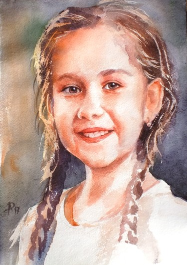 Painting titled ""Полина"" by Viktor Artamonov, Original Artwork, Watercolor