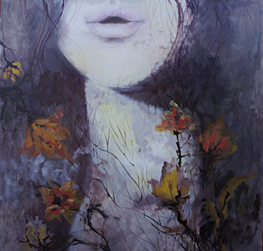 Картина под названием "fantasy-portrait-fl…" - Vita Daneva, Подлинное произведение искусства, Масло
