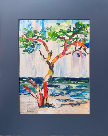 Pintura intitulada "A tree by the sea." por Vita Schagen, Obras de arte originais, Acrílico
