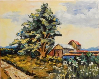 Painting titled "Farm house" by Vita Schagen, Original Artwork, Oil