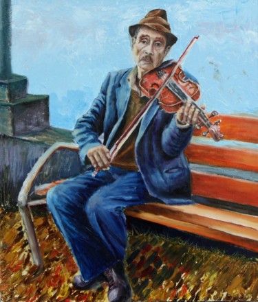 Painting titled "Fiddler" by Vita Schagen, Original Artwork, Oil