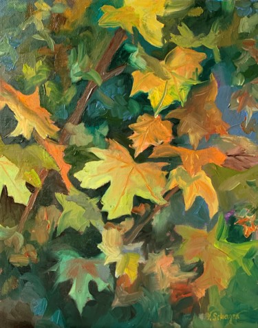 Pintura intitulada "Autumn leaves. Orig…" por Vita Schagen, Obras de arte originais, Óleo