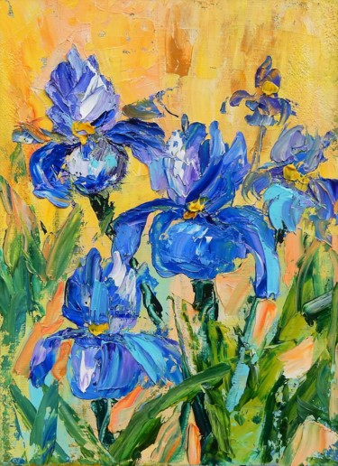 Painting titled "Irises" by Vita Schagen, Original Artwork, Oil