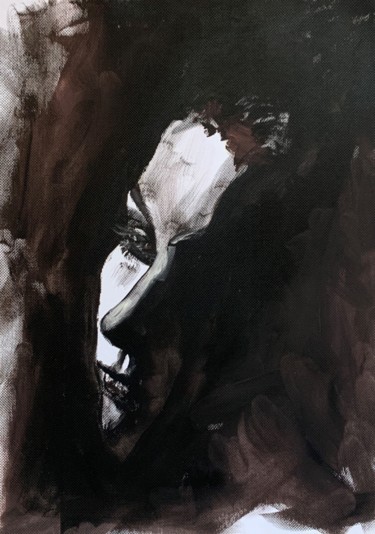 Pintura intitulada "Black&white portrait" por Vita Schagen, Obras de arte originais, Óleo