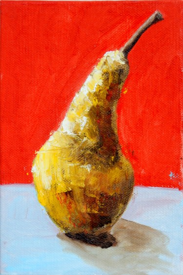 Painting titled "Pear. Small paintin…" by Vita Schagen, Original Artwork, Oil