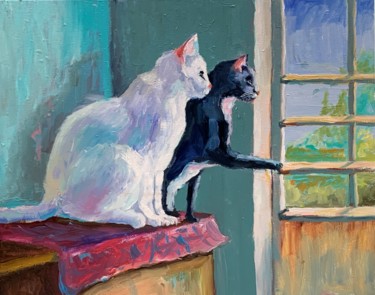 Pintura intitulada "Cats, dreaming abou…" por Vita Schagen, Obras de arte originais, Óleo