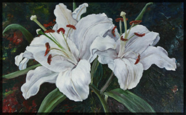 Peinture intitulée "Lilies" par Vita Schagen, Œuvre d'art originale, Huile