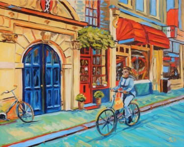 Malerei mit dem Titel "Streets scene in Am…" von Vita Schagen, Original-Kunstwerk, Öl