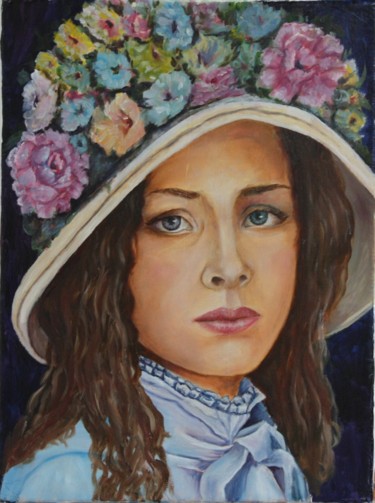 Painting titled "Portrait. Woman in…" by Vita Schagen, Original Artwork, Oil