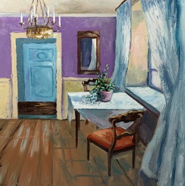 Peinture intitulée "Room interior with…" par Vita Schagen, Œuvre d'art originale, Huile