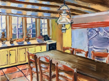 Vintage kitchen. Interior painting. Картина под названием "Vintage kitchen. In…" - Vita Schagen, Подлинное произведение искусства, Масло