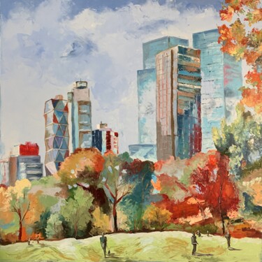 Картина под названием "New York city. Cent…" - Vita Schagen, Подлинное произведение искусства, Масло Установлен на Деревянна…