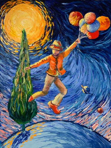 Painting titled "Van Gogh. 2 steps f…" by Vita Schagen, Original Artwork, Oil Mounted on Wood Stretcher frame