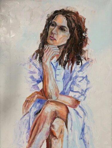 Картина под названием "Her dreams." - Vita Schagen, Подлинное произведение искусства, Масло Установлен на Деревянная рама дл…