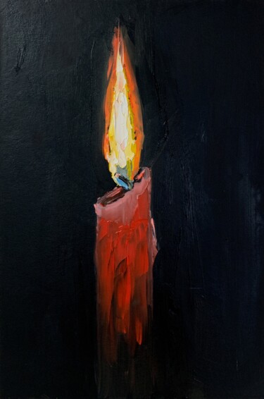 Schilderij getiteld "Candle" door Vita Schagen, Origineel Kunstwerk, Olie