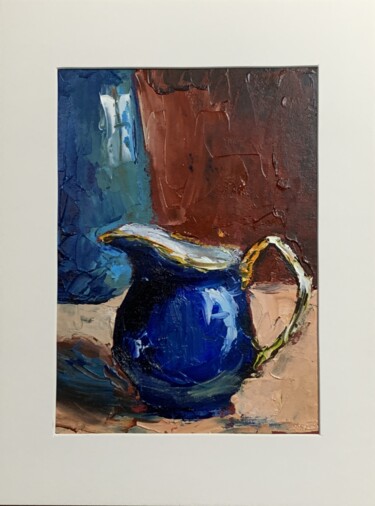 Pintura intitulada "Blue, cobalt milk p…" por Vita Schagen, Obras de arte originais, Óleo Montado em Cartão