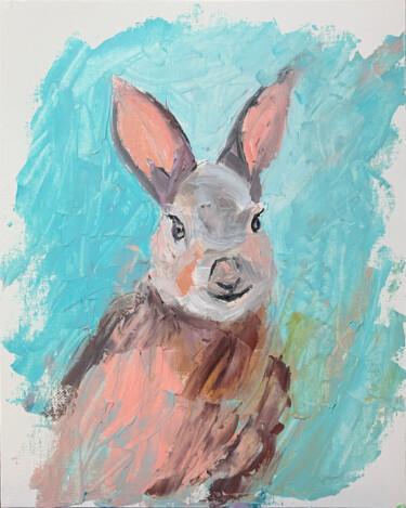 Peinture intitulée "Pink rabbit." par Vita Schagen, Œuvre d'art originale, Huile Monté sur Carton