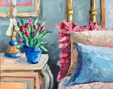 Painting titled "Interior painting.…" by Vita Schagen, Original Artwork, Oil Mounted on Cardboard