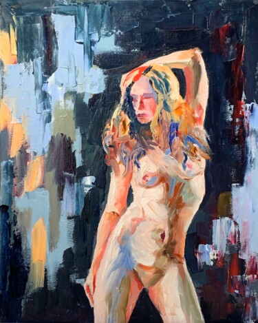 Pintura titulada "Nude. Woman figure.…" por Vita Schagen, Obra de arte original, Oleo Montado en Cartulina