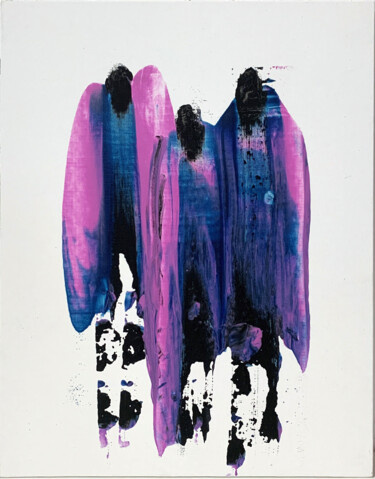 Painting titled "New Angels. Purple…" by Vita Schagen, Original Artwork, Acrylic Mounted on Cardboard