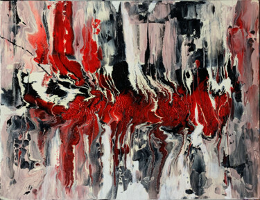 Painting titled "Abstract painting.…" by Vita Schagen, Original Artwork, Enamel Mounted on Wood Stretcher frame