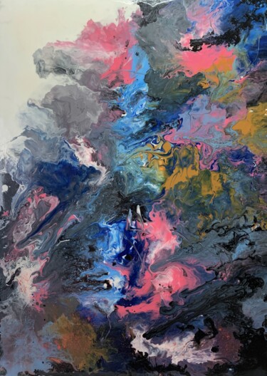 Картина под названием "Galaxy. Abstract pa…" - Vita Schagen, Подлинное произведение искусства, Акрил Установлен на Деревянна…