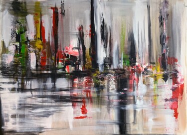 Peinture intitulée "Abstract city." par Vita Schagen, Œuvre d'art originale, Acrylique Monté sur Châssis en bois