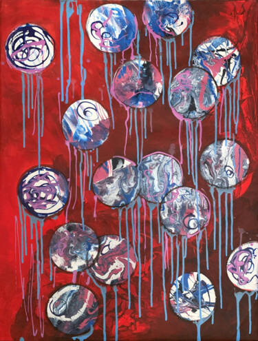 Painting titled "Bubbles. Abstract p…" by Vita Schagen, Original Artwork, Acrylic Mounted on Wood Stretcher frame