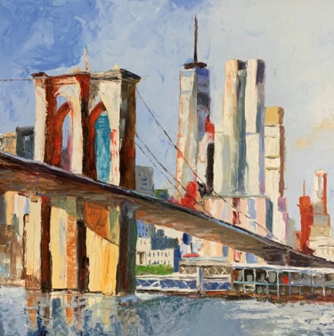Pintura titulada "New York City. Broo…" por Vita Schagen, Obra de arte original, Oleo Montado en Bastidor de camilla de made…