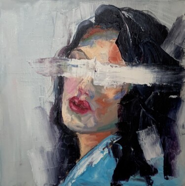 Картина под названием "Woman portrait. 30x…" - Vita Schagen, Подлинное произведение искусства, Масло Установлен на Деревянна…